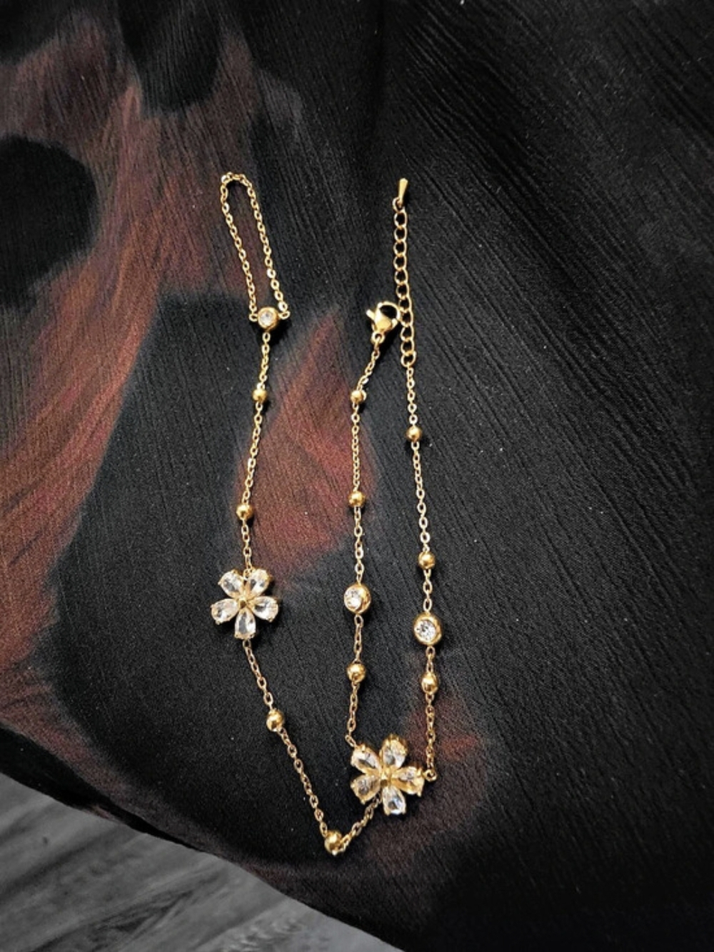 Gold Floral Hand Chain Bracelet
